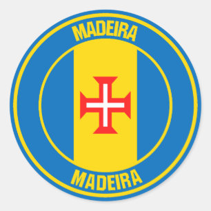 Pegatina Redonda Emblema de Madeira