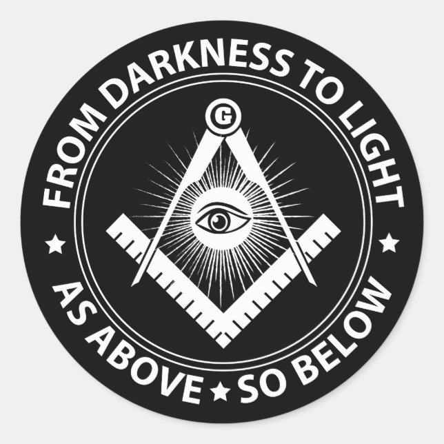 Pegatina Redonda Emblema de masonería (Anverso)