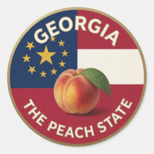 Pegatina Redonda Emblema de melocotón de Georgia 🍑