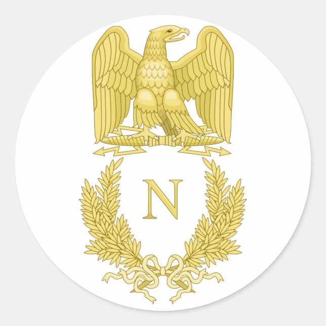 Pegatina Redonda Emblema de Napoleón Bonaparte (Anverso)