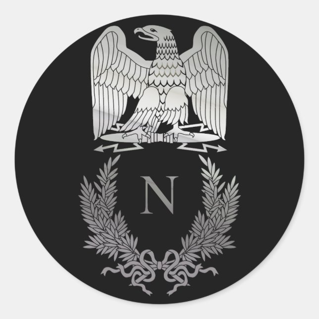 Pegatina Redonda Emblema de Napoleón Bonaparte (Anverso)