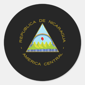 Pegatina Redonda Emblema De Nicaragua