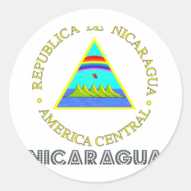 Pegatina Redonda Emblema de Nicaragua (Anverso)