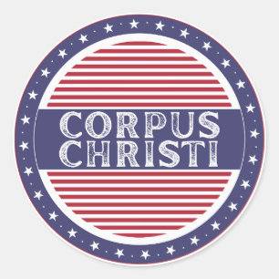 Pegatina Redonda Emblema de Orgullo Ciudadano de Corpus Christi Ide