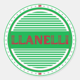 Pegatina Redonda Emblema de Orgullo Ciudadano de Llanelli – Identid