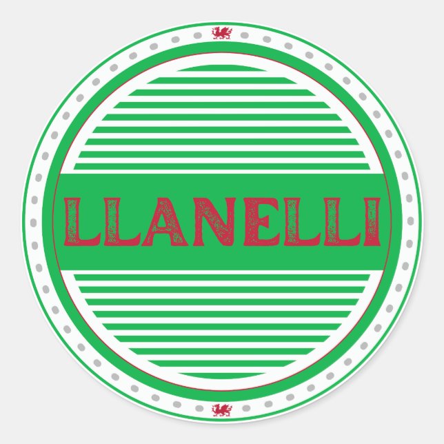 Pegatina Redonda Emblema de Orgullo Ciudadano de Llanelli – Identid (Anverso)