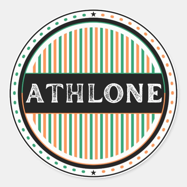 Pegatina Redonda Emblema de Orgullo de la Ciudad de Athlone – Ident (Anverso)