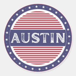 Pegatina Redonda Emblema de Orgullo de la Ciudad de Austin – Identi