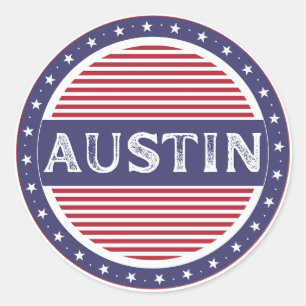 Pegatina Redonda Emblema de Orgullo de la Ciudad de Austin – Identi