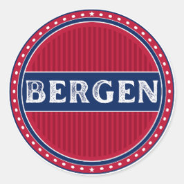 Pegatina Redonda Emblema de Orgullo de la Ciudad de Bergen – Identi