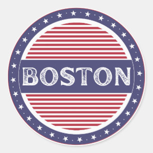 Pegatina Redonda Emblema de Orgullo de la Ciudad de Boston – Identi