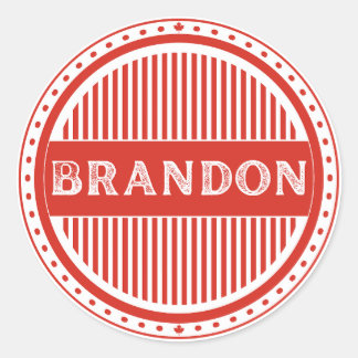 Pegatina Redonda Emblema de Orgullo de la Ciudad de Brandon – Ident