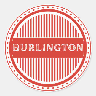 Pegatina Redonda Emblema de Orgullo de la Ciudad de Burlington – Id