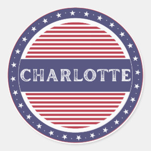 Pegatina Redonda Emblema de Orgullo de la Ciudad de Charlotte – Ide