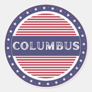 Pegatina Redonda Emblema de Orgullo de la Ciudad de Columbus – Iden