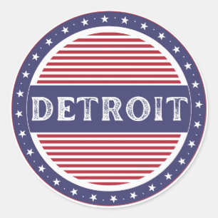 Pegatina Redonda Emblema de Orgullo de la Ciudad de Detroit – Ident