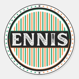 Pegatina Redonda Emblema de Orgullo de la Ciudad de Ennis – Identid