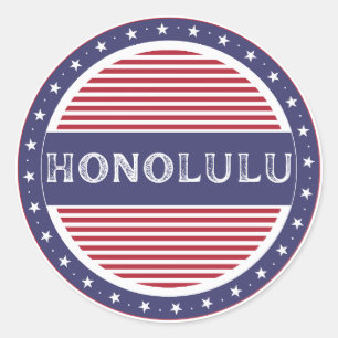 Pegatina Redonda Emblema de Orgullo de la Ciudad de Honolulu – Iden