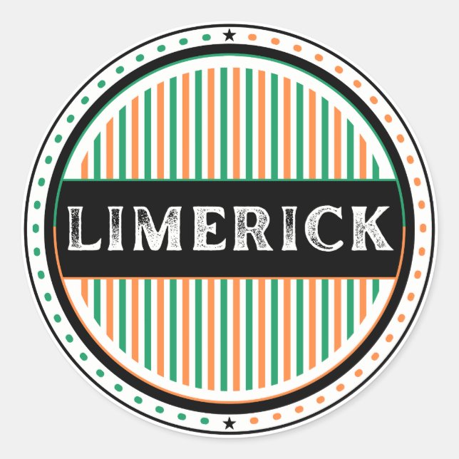 Pegatina Redonda Emblema de Orgullo de la Ciudad de Limerick – Iden (Anverso)