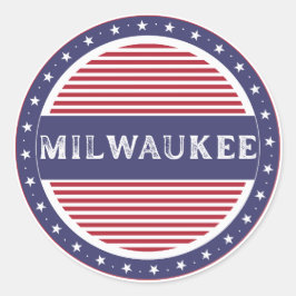 Pegatina Redonda Emblema de Orgullo de la Ciudad de Milwaukee – Ide