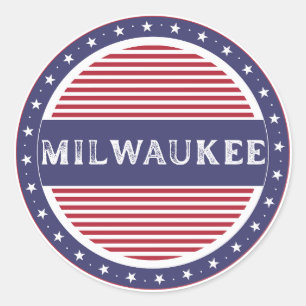 Pegatina Redonda Emblema de Orgullo de la Ciudad de Milwaukee – Ide