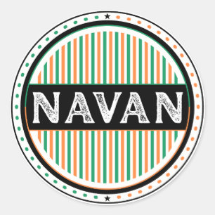 Pegatina Redonda Emblema de Orgullo de la Ciudad de Navan – Identid