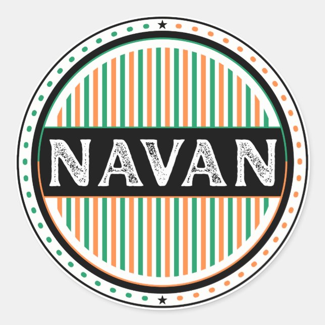Pegatina Redonda Emblema de Orgullo de la Ciudad de Navan – Identid (Anverso)