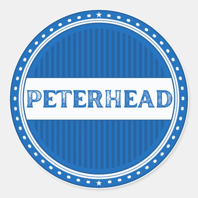 Pegatina Redonda Emblema de Orgullo de la Ciudad de Peterhead – Ide (Anverso)