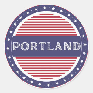 Pegatina Redonda Emblema de Orgullo de la Ciudad de Portland – Iden