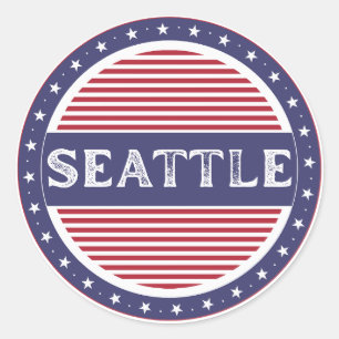 Pegatina Redonda Emblema de Orgullo de la Ciudad de Seattle – Ident