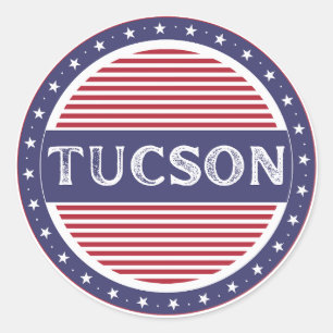 Pegatina Redonda Emblema de Orgullo de la Ciudad de Tucson – Identi