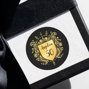 Pegatina Redonda Emblema de oro personalizado