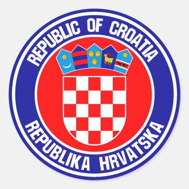 Pegatina Redonda Emblema de Ronda de Croacia (Anverso)