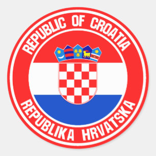 Pegatina Redonda Emblema de Ronda de Croacia