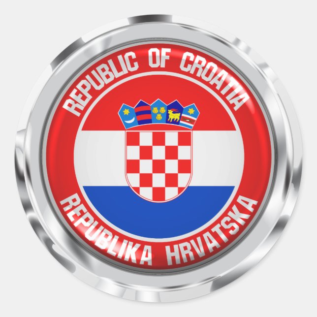 Pegatina Redonda Emblema de Ronda de Croacia (Anverso)