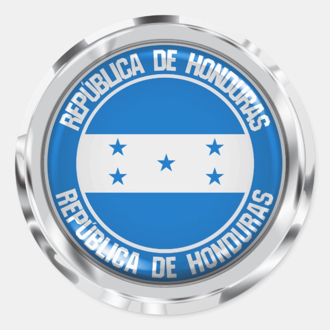 Pegatina Redonda Emblema de Ronda de Honduras (Anverso)