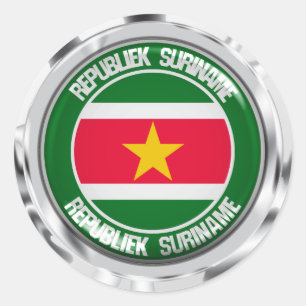 Pegatina Redonda Emblema de Ronda de Surinam