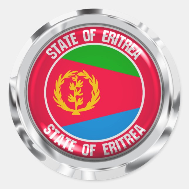 Pegatina Redonda Emblema de Ronda Eritrea (Anverso)