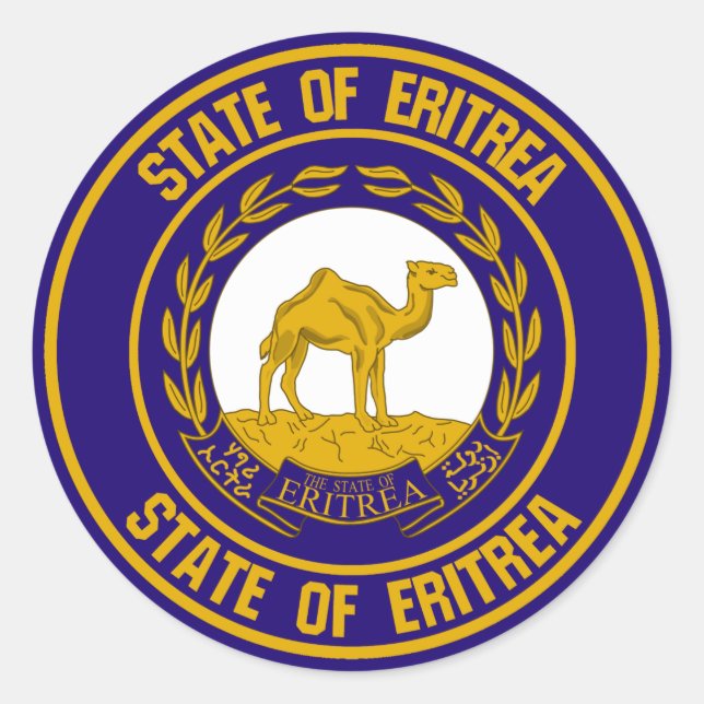 Pegatina Redonda Emblema de Ronda Eritrea (Anverso)