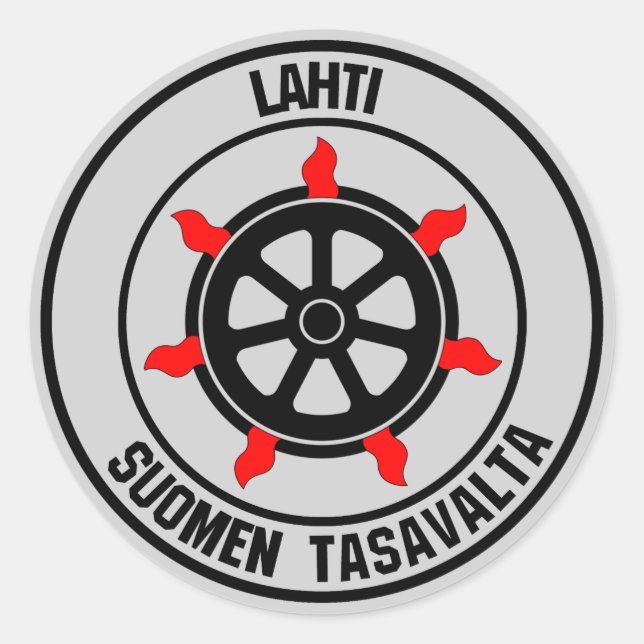 Pegatina Redonda Emblema de Ronda Lahti (Anverso)