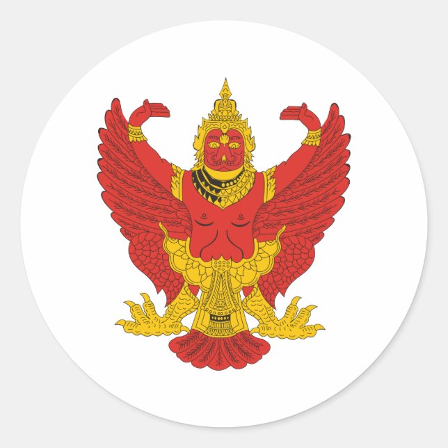 Pegatina Redonda Emblema de Tailandia (Anverso)