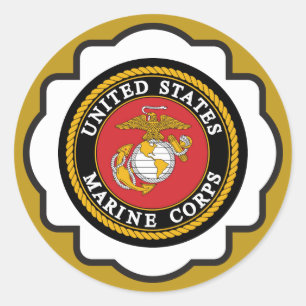 Pegatina Redonda Emblema de USMC