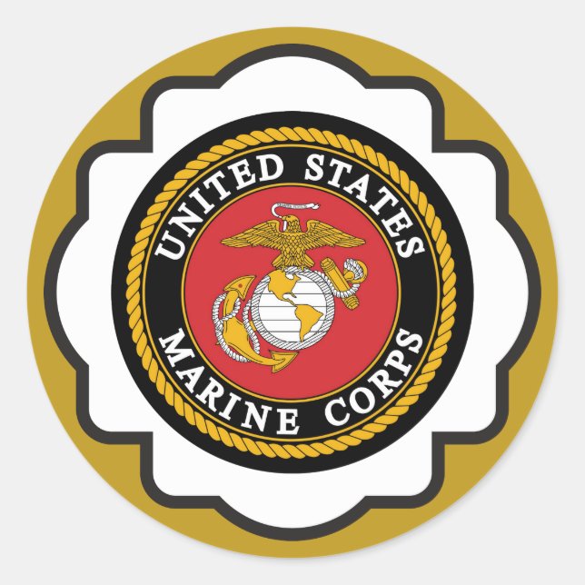 Pegatina Redonda Emblema de USMC (Anverso)