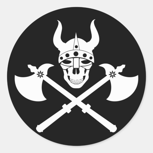 Pegatina Redonda Emblema de viking (Anverso)