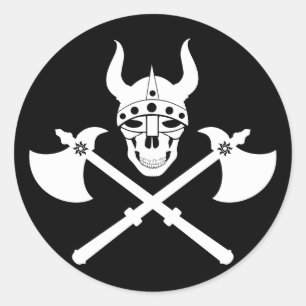 Pegatina Redonda Emblema de viking
