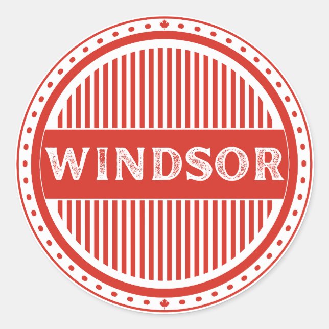Pegatina Redonda Emblema de Windsor City Pride - Identidad Canadien (Anverso)