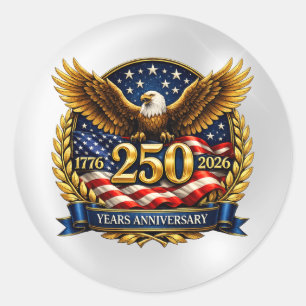 Pegatina Redonda Emblema del Águila del 250º Aniversario de EE. UU.