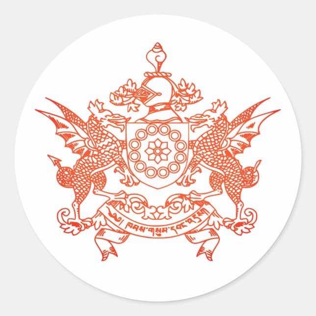 Pegatina Redonda Emblema del estado Sikkim - INDIA (Anverso)