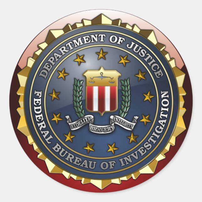 Pegatina Redonda Emblema del FBI (Anverso)