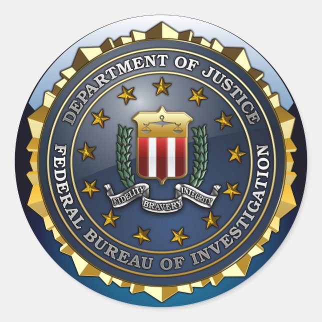 Pegatina Redonda Emblema del FBI (Anverso)
